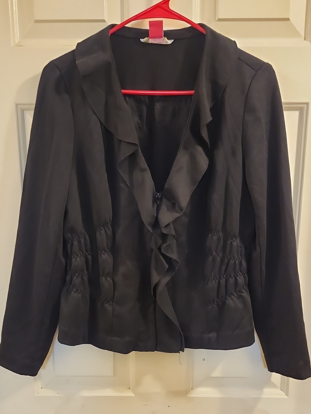 Sunny Leigh Black Ruffle-Front Blazer